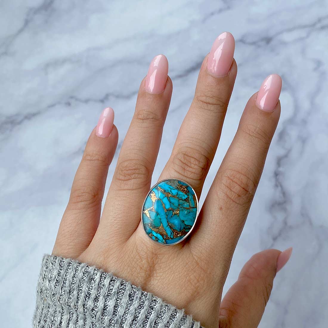 Turquoise (Copper) Adjustable Ring-(TRC-R-22)